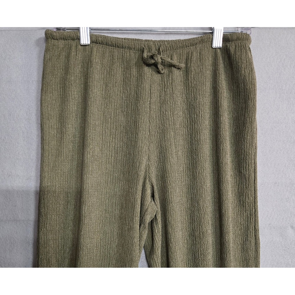 Pull &‎ Bear Khaki Green Plisse Plissé Crinkle Wide Leg Lounge Pants Size M